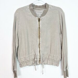 LUCKY BRAND TAN FULL ZIP LIGHTWEIGHT BOMBER JACKET WOMENS SZ SMALL
